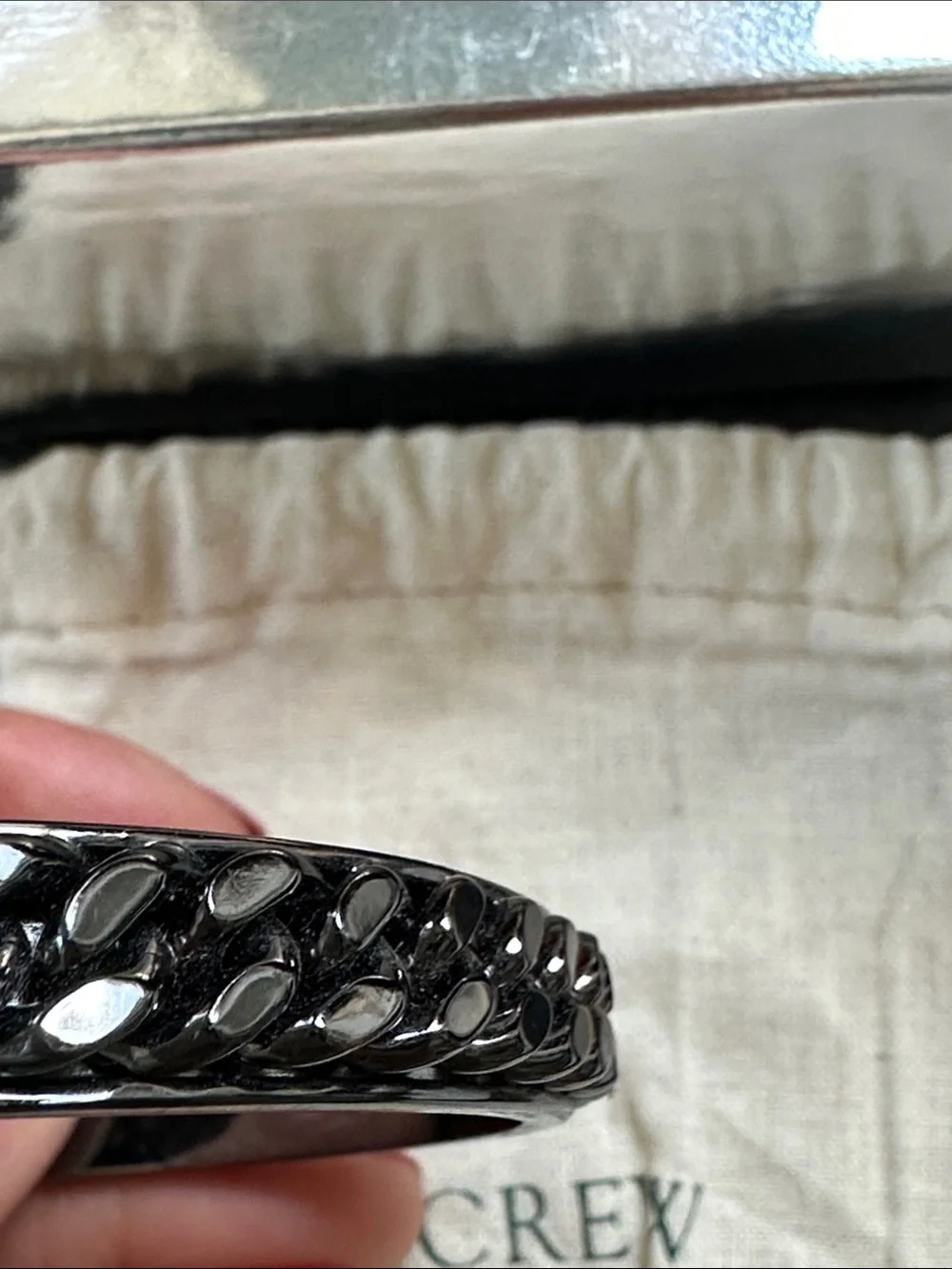 J. Crew Gunmetal Chain-Link Bangle Bracelet